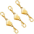 Heart Magnetic Clasp, Double Lobster Closure for Necklace Bracelet, Jewelry Making Connector (3gold) - color: 3gold