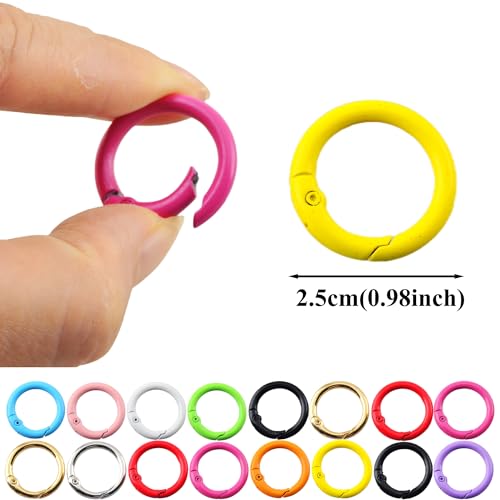 Carabiner Clip 48Pcs Yellow Metal Key Ring Clip Circle Keychain Rings Bulk Spring O Ring Round Cute Carabiner Spring Snap Hook Key Chain Clips for DIY Keychain Bag Charm Handbag Purse Dog - color: Yellow
