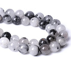 6MM 60PCS Natural Crystal Stone Black Rutile Quartz Gemstone 2A Grade Loose Beads for Jewelry Making DIY Bracelet Necklace Semi Precious Beads 1 Strand - color: Black Rutile Quartz, size: 6mm