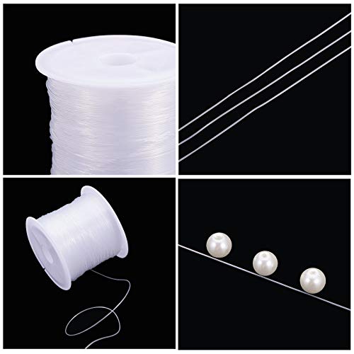 PH PandaHall 0.5mm Clear Fishing Line Invisible Nylon Thread Jewelry String Wire Beading Cords String for Christmas Party Decor, Seed Beads Jewelry Bracelet Making, 20 Yards - size: 0.5mm