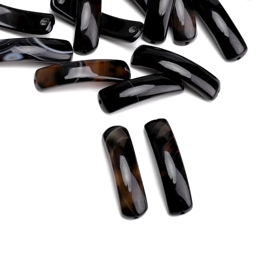 BEADIA Natural Curved Black Agate Stone Beads 36x10mm 4pcs for DIY Bracelet Jewelry Making - color: Black Agate
