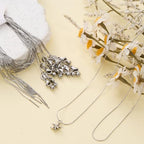Crisjanggo 10 Pcs Necklace Bulk Stainless Steel Thin Chain for Jewelry Making Adjustable Necklace with Rubber Stopper Bead for Women - color: Silver Circle