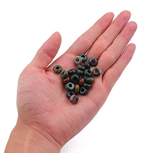 BEADIA Natural Indian Agate Rondelle Stone with Large Hole (4mm) Loose Semi Gemstone Beads for Jewelry Making 10mmx4mm 24pcs - color: Indian Agate, size: 10mm x 4mm