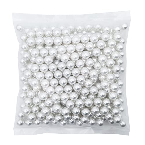 INSPIRELLE 340pcs White Undrilled ABS Art Faux Pearls for Vase Fillers, 12mm No Hole Makeup Beads to Hold Brush Eyeliner, Imitation Round Pearl Beads for Table Scatter Home Wedding Decoration - color: White, size: 12mm