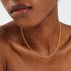 Dremmy Studios Dainty Gold Choker Necklace for Women 14K Gold Plated Coin Disc Figaro Layered Beaded Flat Mariner Sideways Cross Wishbone Link Clavicle Necklaces - style: 2.8mm wave chain
