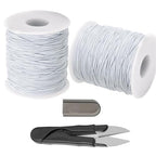 1mm Stretchy Bracelet String, QBJAYTY 328FT Elastic Bracelet String Cord for Bracelet Making, Elastic Stretch Bracelet String Cord for Beads Beading, White 2 Rolls - size: 1mm, style: white*2
