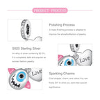 925 sterling silver Bead Charm for Pandora bracelets and Necklaces - Cute Heart Animal Ocean Pendant Bead Charms with Cubic Zirconia Mother's Day Jewelry Making DIY Gifts for Women Wife/Girlfriend - color: Big Eyed Demon Charm