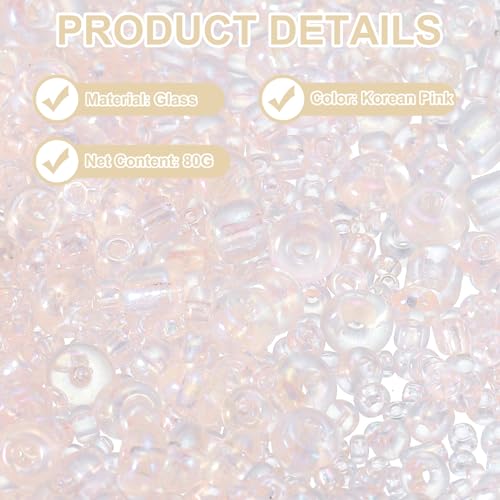 MECCANIXITY 15/0 11/0 8/0 6/0 Glass Seed Beads 1.5mm/2mm/3mm/4mm Loose Seed Beads for Jewelry Earring Bracelet Craft Making, 5888PCS, Korean Pink - color: Korean Pink