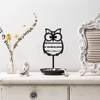 NIKKY HOME Earring Holder Hanging Organizer Stand Metal Jewelry Tree Table Top Owl Ear Stud Holder Tower Rack with Ring Tray for Girls (134 Holes), Black - color: Black