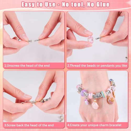 Hysagtek Jewellery Making Kit - Bracelet Making Kit 120 Pcs DIY Women Charm Bracelet Making Bracelets for Women Beads Necklace kit Jewelry Making Charm Pendants Craft with Box - color: 120PCS-Rainbow