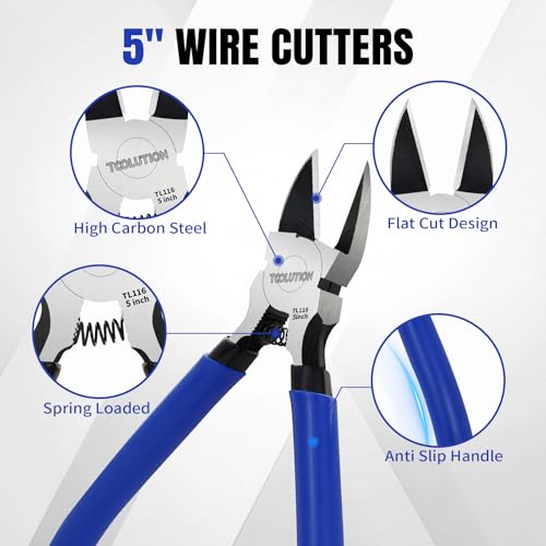 5 Inch Wire Cutters, Flush Side Cutter Pliers for Jewelry Making, Micro Flush Cutters for Artificial Flowers, Wire Snips, Model Nippers for Crafting, 3d Printing, 5 Pack - color: 5 Pack