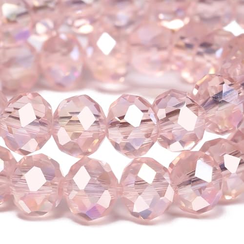 Songxi 3mm Faceted Rondelle Glass Beads for Jewelry Making 400PCS, Crystal Glass Beads DIY Arts and Crafts, for Bracelet Necklace, Birthday Gifts for Women (Pink AB Color) - color: Pink AB Color, size: 3mm