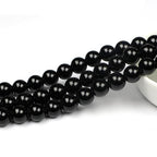 MJDCB Natural Stone Beads Natural Black Obsidian Loose Beads are Used in Jewelry Design to Make Bracelets and Necklaces 15inch (8mm) - color: Black Obsidian, size: 8mm