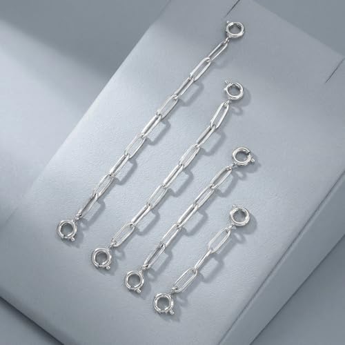 4Pcs Silver Necklace Extenders for Women 14k Extender Chain for Bracelet Anklet Waist for Jewelry Making - color: silver A