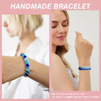 Vinswet 4pcs Beaded Bracelets for Women,Natural Healing Crystal Gemstones Bracelet,Anxiety Stress Relief Bracelet Handmade purple Jewelry Gifts for Women - color: Light blue cat eyes&Blue cat eyes&Dark blue cat eyes