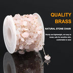 KYUNHOO 5 Meters Brass Jewelry Making Chains Light Pink Natural Gemstone Supplies Gold Plated Chain Bulk for DIY Jewelry Findings - color: Natural Stone-Light Pink