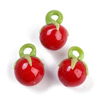 DanLingJewelry 7Pcs Glass Tomato Beads Charms Handmade Lampwork Fruit Pendants Red Tomato Glass Charms for Jewelry Making DIY
