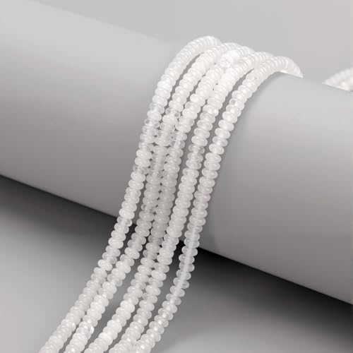 1 Strand 2x4mm Rondelle Beads for Jewelry Making Natural Stone Beads Loose Flat Spacer Abacus Gemstone Bead for Bracelet Necklace Crafts Clear Quartz - color: Clear Quartz, size: 2x4