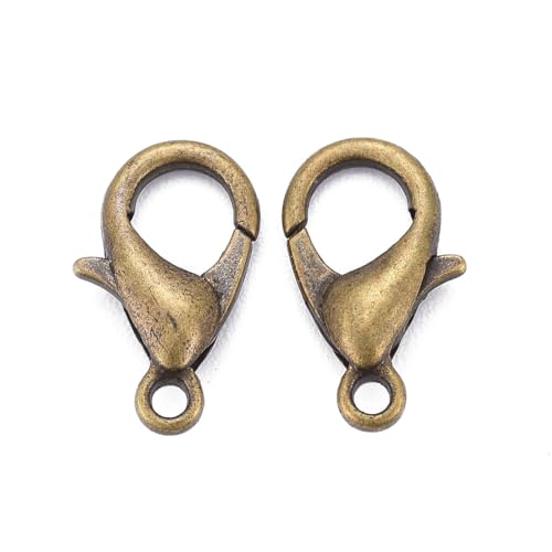 HDSupplies 100 Pieces - Lobster Clasps - Antique Bronze - 12x6mm w/ 1.2mm Hole - color: Antique Bronze, size: 12x6mm