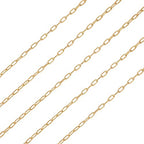 Elecrelive 3.28 Ft 14K Gold Filled Paperclip Chains Brass Permanent Jewelry Chains 2.5mm Oval Link Cable Chains with 1 Square Velvet Bag for Women's Trendy Layering Necklace Bracelet Making - color: Golden