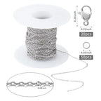 66Feet Stainless Steel Necklace Chains Cable Link Chains for Jewelry Making DIY Craft Kit with Lobster Clasps Jump Rings - color: 66Feet-Stainless Steel, size: 1.0mm