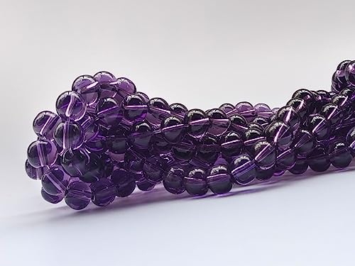 Glass Beads 6mm 140pcs Round Smooth Loose Beads for Bracelet Necklace Jewelry Making Craft DIY（6mm, 50606 Purple） - color: Purple, size: 6mm
