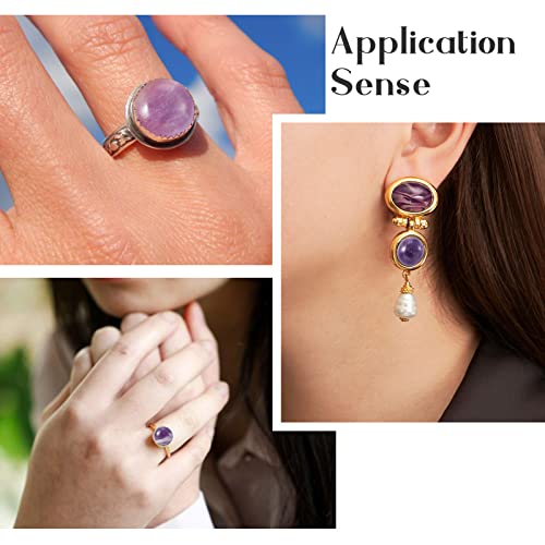 Crafans 50Pcs 8mm Half Round Gemstone Cabochons Natural Amethyst Flat Back Stone Cabochons Domes No Hole Healing Power Stone Chakra Crystal Beads for Jewelry Making - color: Amethyst, size: 8mm