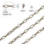 SUNNYCLUE 16.4Feet/ 5m Antique Bronze Curb Cable Chain Link Necklace Paperclip Chain Large 20Pcs Brass Lobster Claw Clasps 50Pcs Brass Jump Rings Jewelry Chains for Jewelry Making Supplies DIY Craft - color: Antique Bronze 10x4.8mm links