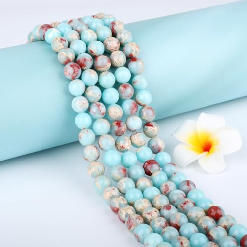 Natural Stone Beads Round Genuine Real Stone Beading Strand Loose Gemstones DIY Smooth Bead for Bracelet Necklace Earrings Jewelry Making (Agalmatolite Jasper, 10mm 36 Pieces) - color: Agalmatolite Jasper, size: 10mm 36pcs