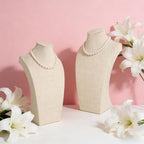 6 Pcs Linen Jewelry Display with Premium Nursing Cloth Stand Necklace Mannequin Holder Bust Necklace for Trade Shows Jewelry Selling
