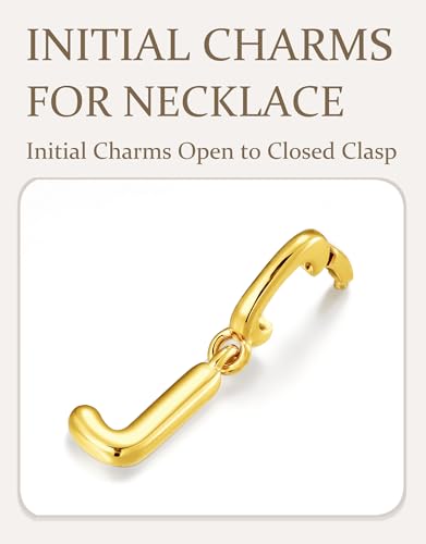 OVRUNS Initial Charm for Women,Letter Bracelet Necklace Charms Alphabet Pendant Charms With Clasp - color: Gold, style: Letter J