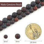 Stone Beads, 60pcs Matte Dark Red Garnet, 6mm Round Loose Beads for Jewelry Making, Bracelets, with Bag, String & Card - color: Matte Dark Red Garnet, size: 6mm