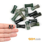 GEM-Inside 30Pcs 5x12mm Natural Green Moss Agate Stone Semi Gemstone Plant Bamboo Knot Bone Beads for Jewelry Making Power Energy Chakra Stone Beads - color: Green Moss Agate