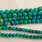 124Pcs (2 Strand/Set) 6mm Azurite Smooth Round Beads AAA Grade Premium Round Gemstone Real Stone Loose Beads for DIY Bracelet Jewelry String Making - color: Blue Green, size: 6mm