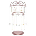 iDavosic.ly 2 Tier Rotating Necklace Holder Organizer with 42 Hooks, Adjustable Metal Bracelet Display Stand Rack, Extra Tall Keychain Spinning Tree Tower for Women, Rose Gold - color: Rose Gold