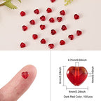 UR URLIFEHALL 100 Pcs Imitation Jade Glass Beads Heart Shape Crystal Spacer Beads for DIY Crafts Jewelry Making - color: 100pcs-6x6x4mm-dark red imitation jade glass heart