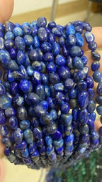 6-8mm Natural Blue Lapis Lazuli Nuggets Oval Free Tumbled Pebble Semi Precious Gemstone Loose Stone Beads Approx 15.5 inch for DIY Jewelry Making - color: Blue Lapis Lazuli