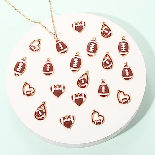 20PCS Sports Charms Enamel Basketball Baseball Pendant Charms for Jewelry Making Rhinestone Ball Game Softball Charms for Necklace Bracelet Earrings DIY Crafts - color: Set 5