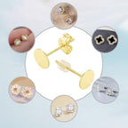 30PCS 14K Gold Plated Flat Pad Earring Posts Hypoallergenic Earring Studs with 925 Sterling Silver Post for DIY Jewelry Making Findings - color: C Style-14K Gold Flat Pad