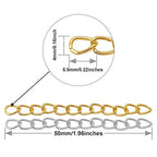 100pcs 50mm x 4mm Extender Chains Tail Chain Removable Extension Chain for DIY Jewelry Making Necklace Bracelet Anklet Key Chain(Gold & Silver)