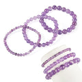 Elecrelive Glass Round Beaded Bracelet Set Clay Beaded Bracelets Stretch Bracelets - color: Amethyst
