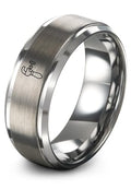 Chain Tool Ring - Gift for Cyclist - 8mm - Band - Gunmetal Black Silver - Personalized Custom Engraving - Men Women - Anniversary Engagement Wedding - Tungsten Carbide - Flat Dome Bevel - color: 09 - Grey Tungsten