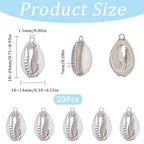 SUNNYCLUE 1 Box 20Pcs Seashell Charm Seashell Charms Bulk Natural Cowrie Shell Silver Electroplated Shell Pendants for Jewelry Making DIY Bracelets Necklaces Earrings Craft - color: 1 Box 20Pcs Silver Cowrie Shell Charms