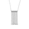 Horizontal Bar Necklace for Women, Sterling Silver or 14K Gold Plated Silver, Minimalist, CZ Diamond, Dainty Bar Pendant - Unique Jewelry Gift - style: Chain Fringe - Silver