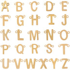 SUNNYCLUE 1 Box 26Pcs Initial Letter Connector Charm Gold Alphabet Charms Bulk Stainless Steel Capital A to Z Chic Links 2 Hole Pendants for Jewelry Making Findings DIY Name Bracelet Necklace Women - color: Gold