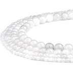RUBYCA Wholesale Natural White Jade Gemstone Round Loose Beads for Jewelry Making 1 Strand - 4mm - color: White Jade, size: 4 MM