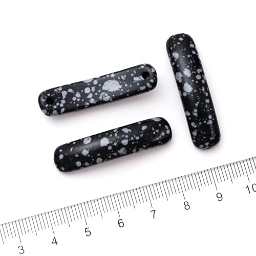 5PCS Natural Snowflake Stone Rectangle Curved Beads Gemstone Pendants Connectors for DIY Bracelet Neclace Jewelry Making - color: Snowflake