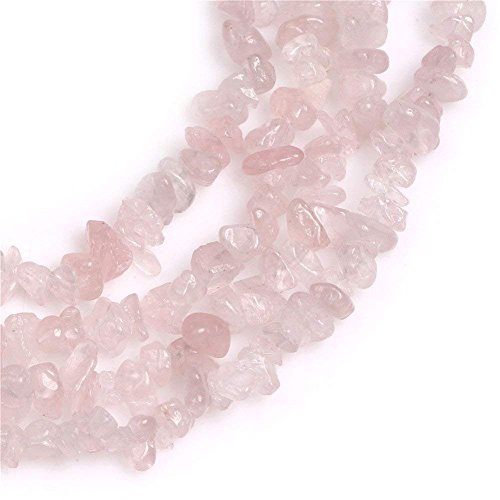 HAAMIIQII 5-8mm Natural Rose Quartz Chips Beads Crystal Irregular Chip Stones Loose Gemstone Beads for Jewelry Making Strand 30 Inch - color: Rose Quartz
