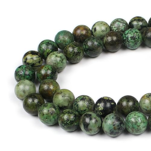 MJDCB Natural African Turquoise Beads Round Loose Stone Beads for Jewelry Making DIY Bracelet Necklace Accessory 15" (12mm) - color: African Turquoise, size: 12mm