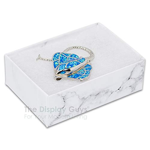 TheDisplayGuys - 100-Pack #32 Cotton Filled Cardboard Paper Jewelry Boxes Gift Case - Marble White (3.3" x 2.3" x 1.0") - for Shipping or Storage - size: 1 Count (Pack of 100), style: 3.3" x 2.3" x 1.0" (#32)